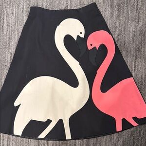Flamingo Print Black Skirt